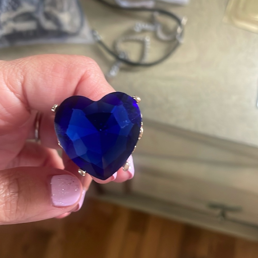 Blue heart crystal ring.